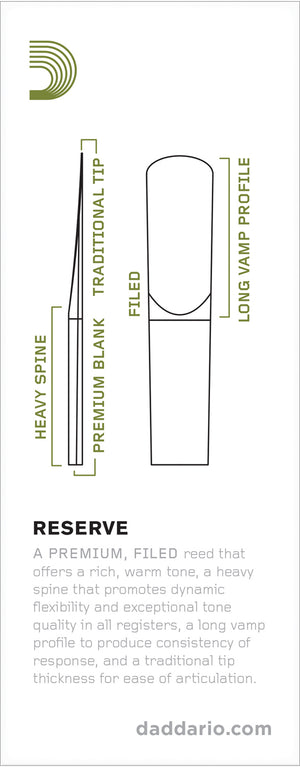 D'Addario Reserve Tenor Saxophone Reeds, Strength 4.5, 5-pack - DKR0545