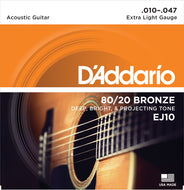 DAddario EJ10 80 20 Bronze Round Wound Acoustic Guitar Strings