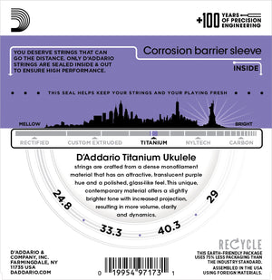 D'Addario EJ87C Titanium Ukulele Strings, Concert